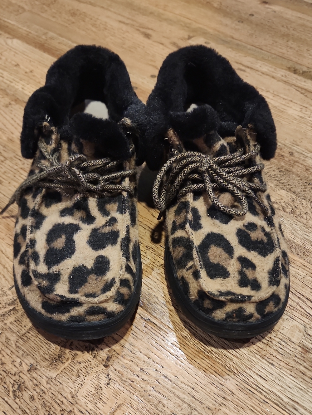 Hey Dude Leopard Print Slip-Ons with Black Trim